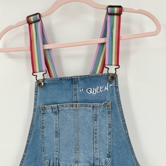 TARGET Take Pride Women’s Rainbow Queen Denim Shortalls Limited Edition Size S - Picture 1 of 12